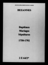 Bezannes. Baptêmes, mariages, sépultures 1750-1792