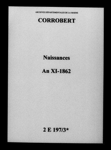 Corrobert. Naissances an XI-1862