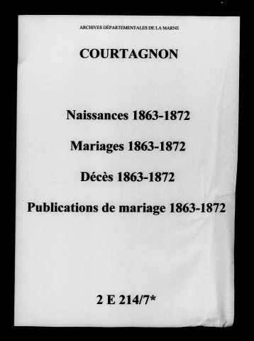 Courtagnon. Naissances, mariages, décès, publications de mariage 1863-1872