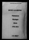 Bussy-le-Repos. Naissances, mariages, décès 1792-1812