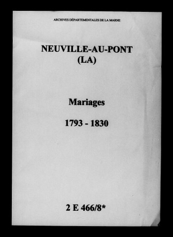 Neuville-au-Pont (La). Mariages 1793-1830