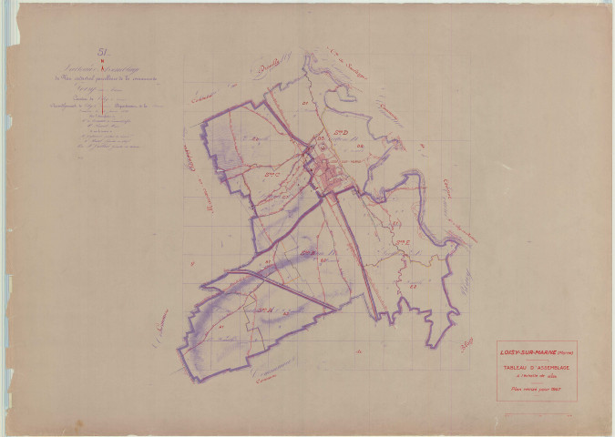 Loisy-sur-Marne (51328). Tableau d'assemblage échelle 1/10000, plan mis à jour pour 1947, plan non régulier (papier)