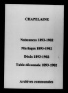 Chapelaine. Naissances, mariages, décès et tables décennales des naissances, mariages, décès 1893-1902