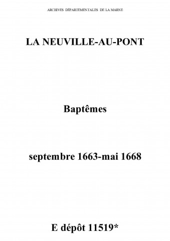 Neuville-au-Pont (La). Baptêmes 1663-1668