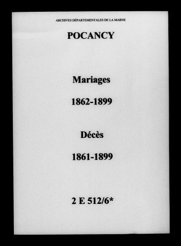 Pocancy. Mariages, décès 1861-1899
