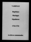 Vadenay. Baptêmes, mariages, sépultures 1724-1732