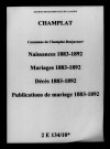Champlat-et-Boujacourt. Naissances, mariages, décès, publications de mariage 1883-1892