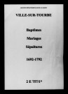 Ville-sur-Tourbe. Baptêmes, mariages, sépultures 1692-1792