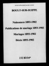 Boult-sur-Suippe. Naissances, publications de mariage, mariages, décès 1893-1902