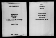 Chambrecy. Naissances, mariages, décès, publications de mariage 1883-1892