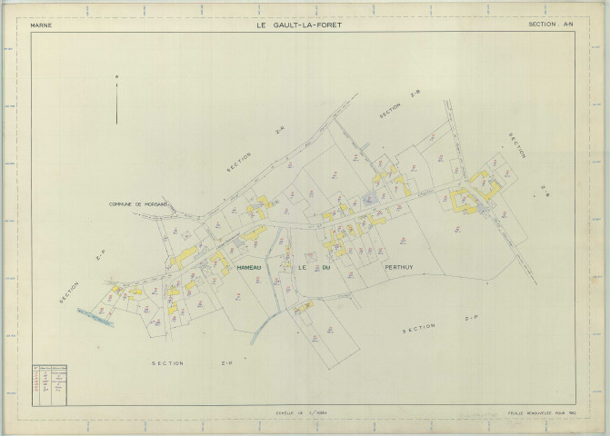 Gault-Soigny (Le) (51264). Section AN échelle 1/1000, plan renouvelé pour 01/01/1962, régulier avant 20/03/1980 (papier armé)