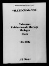Ville-Dommange. Naissances, publications de mariage, mariages, décès 1833-1842