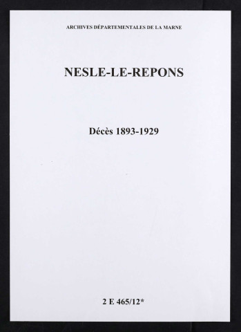 Nesle-le-Repons. Décès 1893-1929