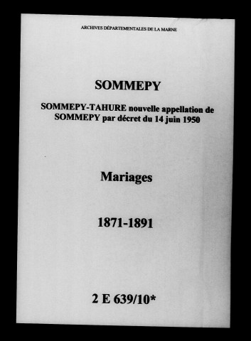 Sommepy. Mariages 1871-1891