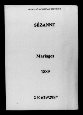 Sézanne. Mariages 1889