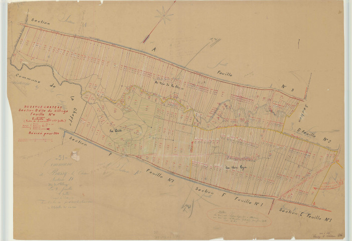 Bussy-le-Château (51097). Section D4 échelle 1/2000, plan mis à jour pour 1934, plan non régulier (papier)
