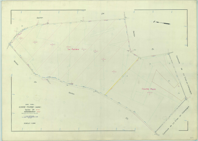 Somme-Tourbe (51547). Section ZN échelle 1/2000, plan remembré pour 1963, plan régulier (papier armé)
