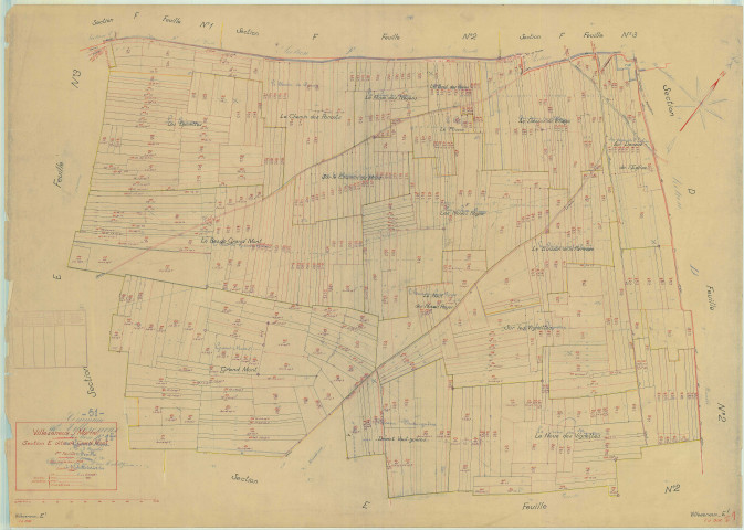 Villeseneux (51638). Section E1 échelle 1/2500, plan mis à jour pour 1939, plan non régulier (papier)