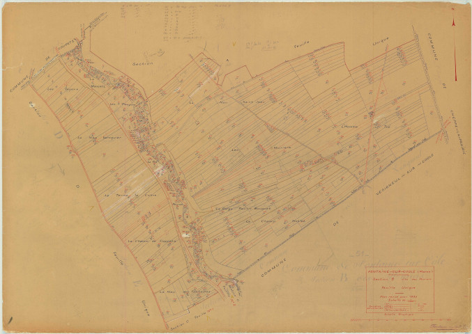 Faux-Vésigneul (51244). Fontaine-sur-Coole (51257). Section B échelle 1/2500, plan mis à jour pour 1935, plan non régulier (papier)