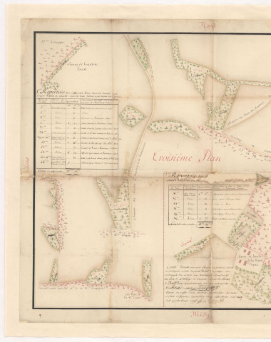 Plan géométral d'une partie des bois accrües, appartenant à l'abbaye du Reclus. Troisième plan, 1788.
