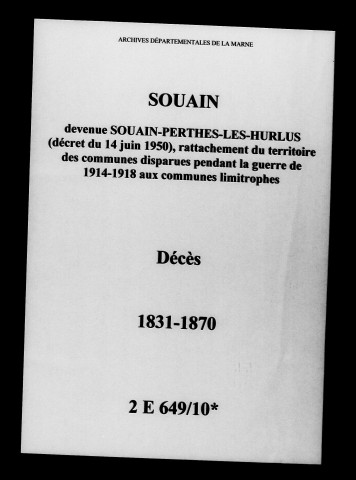 Souain. Décès 1831-1870