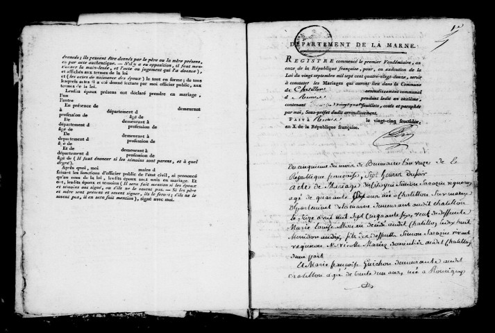 Châtillon-sur-Marne. Mariages an XI-1812