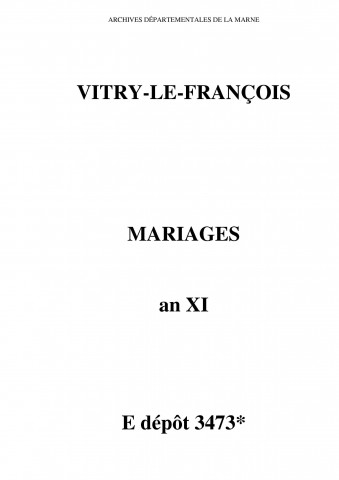 Vitry-le-François. Mariages an XI