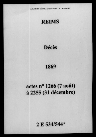 Reims. Décès 1869