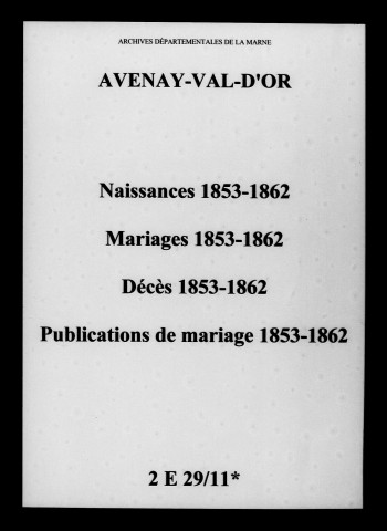 Avenay. Naissances, mariages, décès, publications de mariage 1853-1862