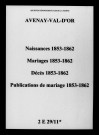 Avenay. Naissances, mariages, décès, publications de mariage 1853-1862