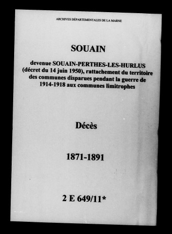 Souain. Décès 1871-1891
