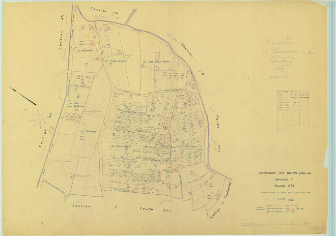 Sermaize-les-Bains (51531). Section F3 échelle 1/1250, plan mis à jour pour 1964, plan non régulier (papier)
