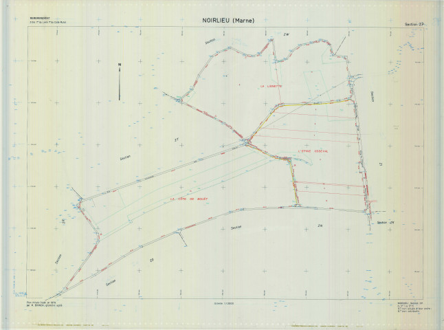 Noirlieu (51404). Section ZP échelle 1/2000, plan remembré pour 1979, plan régulier (calque)