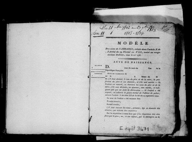 Serzy-et-Prin. Naissances, mariages, décès, publications de mariage an XI-1812