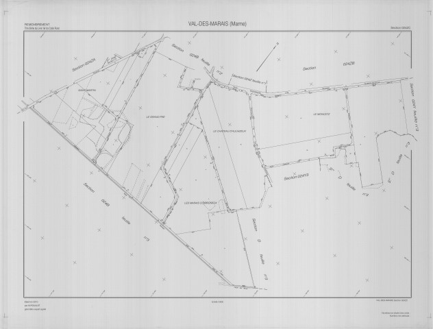 Val-des-Marais (51158). Coligny (51158). Section ZC échelle 1/2000, plan remembré pour 2010, plan régulier (calque)