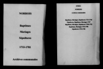 Norrois. Baptêmes, mariages, sépultures 1733-1781
