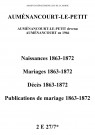 Auménancourt-le-Petit. Naissances, mariages, décès, publications de mariage 1863-1872