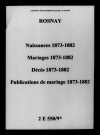 Rosnay. Naissances, mariages, décès, publications de mariage 1873-1882