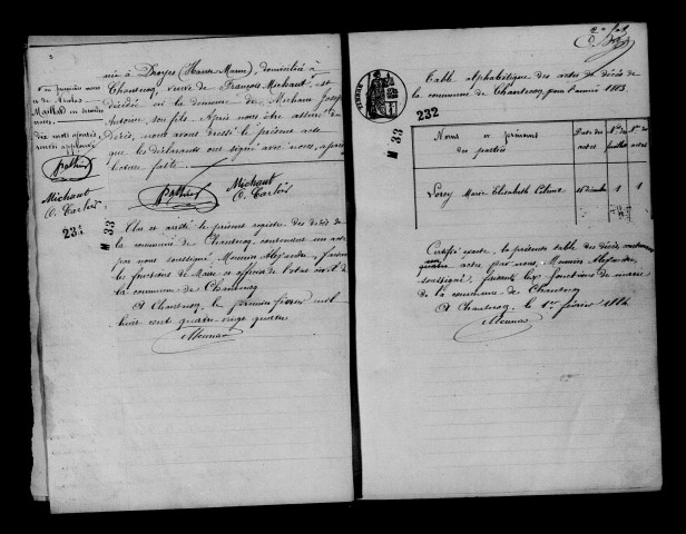 Chantecoq. Décès 1883-1892