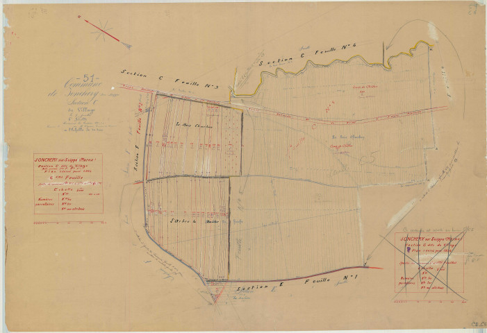 Jonchery-sur-Suippe (51307). Section C6 échelle 1/2000, plan mis à jour pour 1934, plan non régulier (papier)