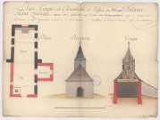 Plan coupe et élévation de l'Eglise du Village de Fulaine-Saint-Quentin, 1778.