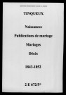Tinqueux. Naissances, publications de mariage, mariages, décès 1843-1852