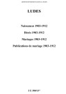Ludes. Naissances, décès, mariages, publications de mariage 1903-1912