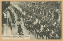 REIMS. Visite du président de la république à Reims (19 octobre 1913). Le cortège présidentiel rue de l'Europe.[Sans lieu] : Thuillier
