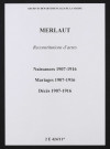 Merlaut. Naissances, mariages, décès 1907-1916 (reconstitutions)
