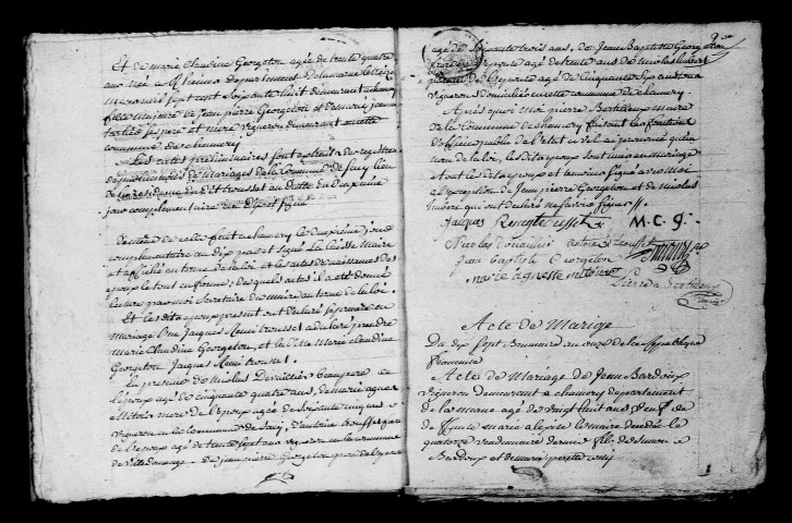 Chamery. Publications de mariage, mariages an XI-1812