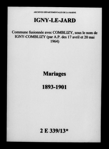Igny-le-Jard. Mariages 1893-1901