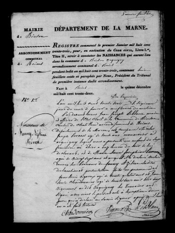 Binson-et-Orquigny. Naissances, publications de mariage, mariages, décès 1833-1842