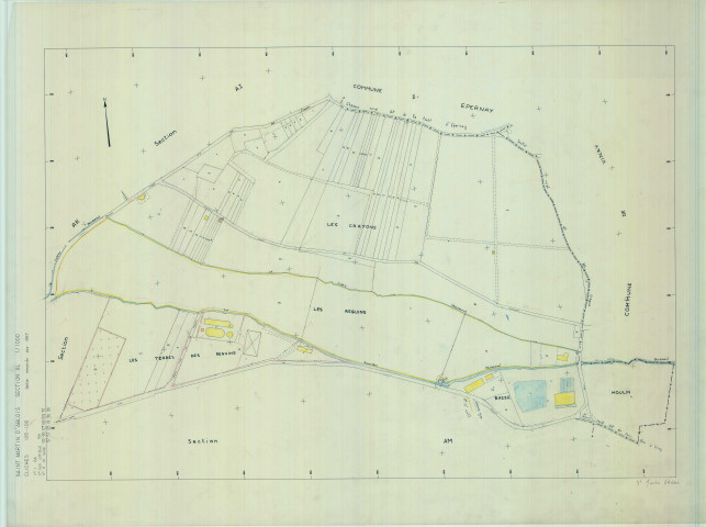 Saint-Martin-d'Ablois (51002). Section AL échelle 1/1000, plan remanié pour 01/01/1987, plan régulier de qualité P4 (calque)