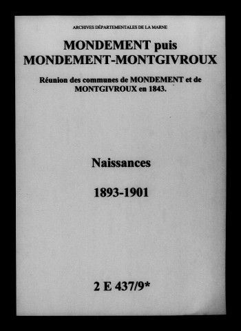 Mondement-Montgivroux. Naissances 1893-1901